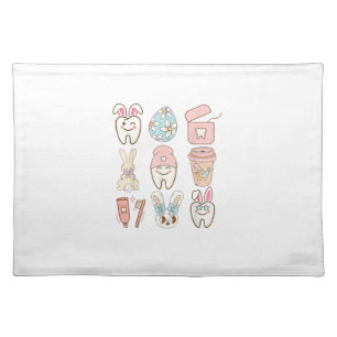 Easter Dental Assistant Tooth Bunny Dentist T-Shir Cloth Placemat