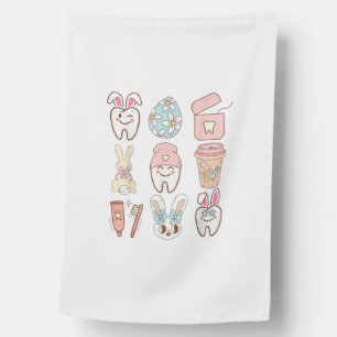 Easter Dental Assistant Tooth Bunny Dentist T-Shir House Flag