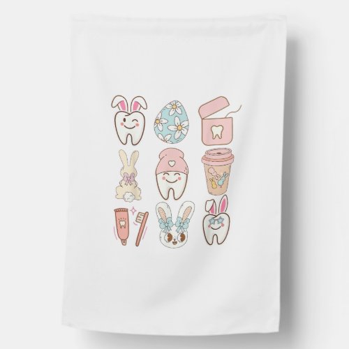Easter Dental Assistant Tooth Bunny Dentist T-Shir House Flag