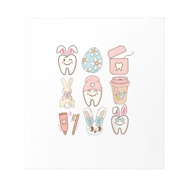 Easter Dental Assistant Tooth Bunny Dentist T-Shir Notepad (Front)
