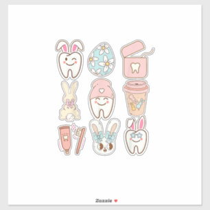 Easter Dental Assistant Tooth Bunny Dentist T-Shir Sticker
