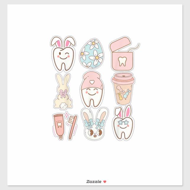 Easter Dental Assistant Tooth Bunny Dentist T-Shir Sticker (Sheet)