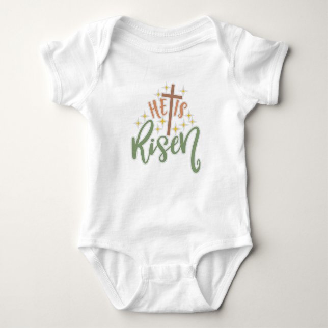 Easter Design He Is Risen Baby Bodysuit (Front)