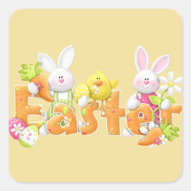 EASTER DESIGN SQUARE STICKER (Front)