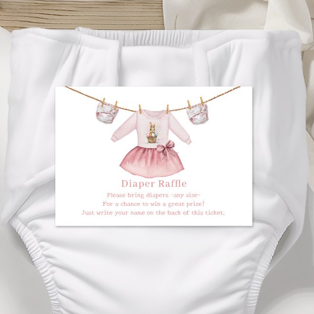Easter Diaper Raffle Pink Girl Baby Shower Enclosure Card (Creator Uploaded)