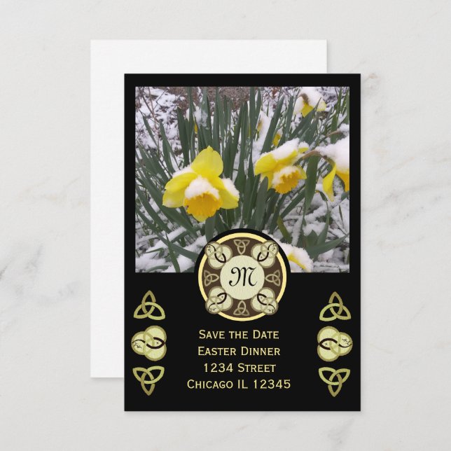 Easter Dinner Trinity Knot W Photo & Monogram Invitation (Front/Back)