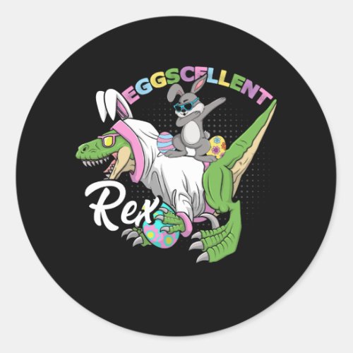 Easter Dino Eggcellent Dancing Bunny Dab On Trex D Classic Round Sticker