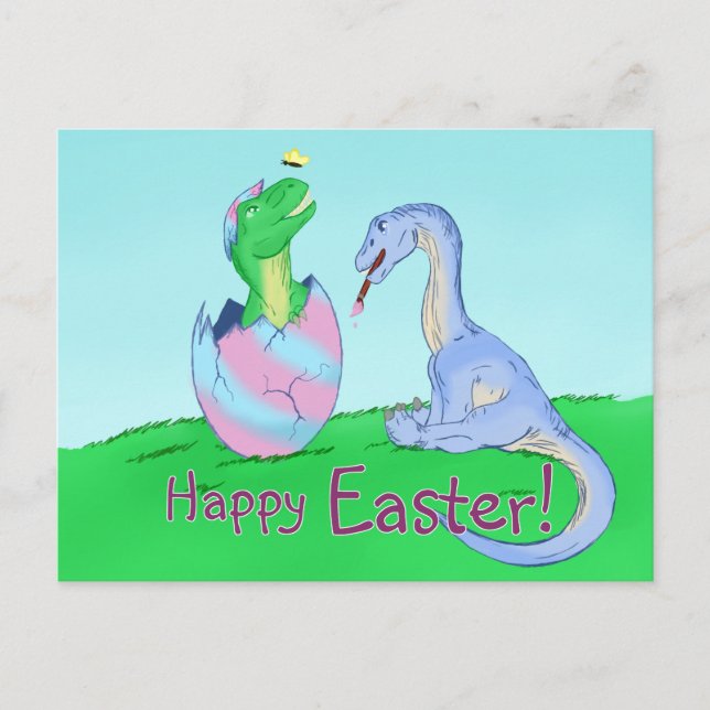 Easter Dinos Holiday Postcard (Front)
