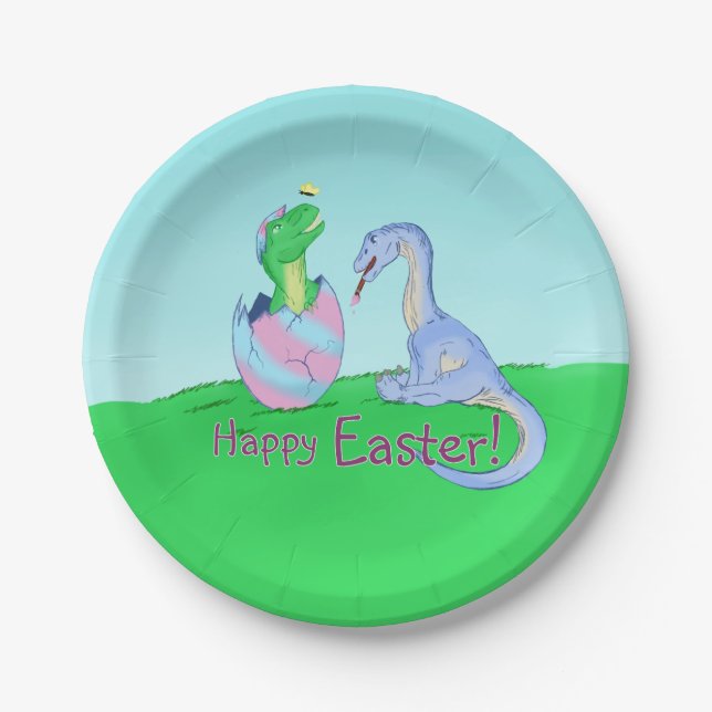 Easter Dinos Paper Plates (Front)