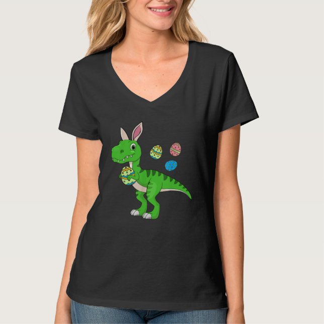 Easter Dinosaur Boys Kids Bunny Easter Basket Stuf T-Shirt (Front)