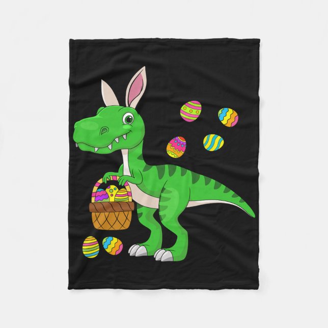 Easter Dinosaur Bunny Ears Easter Sket Stuffers Ki Fleece Blanket (Front)