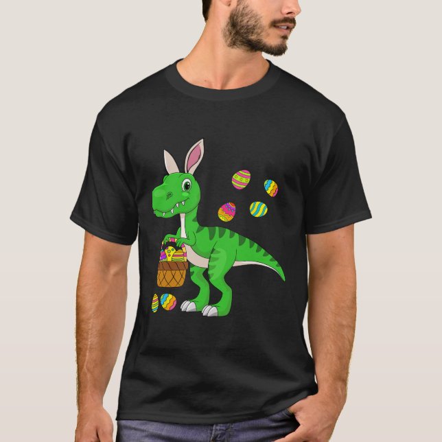 Easter Dinosaur Bunny Ears Easter Sket Stuffers Ki T-Shirt (Front)