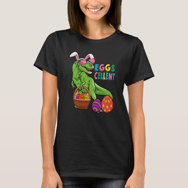 Easter Dinosaur Bunny rex Boys Girls Kids Eggs Cel T-Shirt (Front)