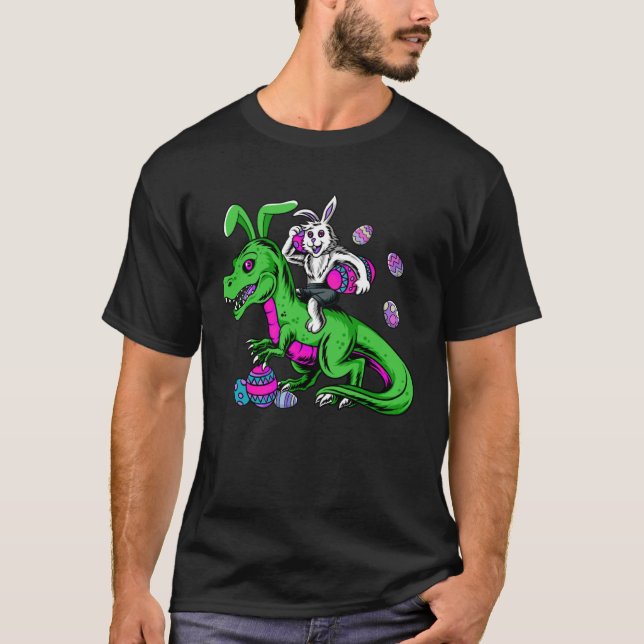 Easter Dinosaur Girls Boys Kids Bunny Easter Baske T-Shirt (Front)