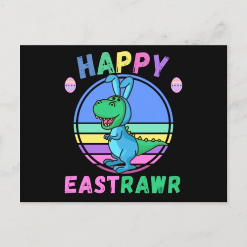  Easter Dinosaur T_Rex Boys Easter DinoHappy Postcard