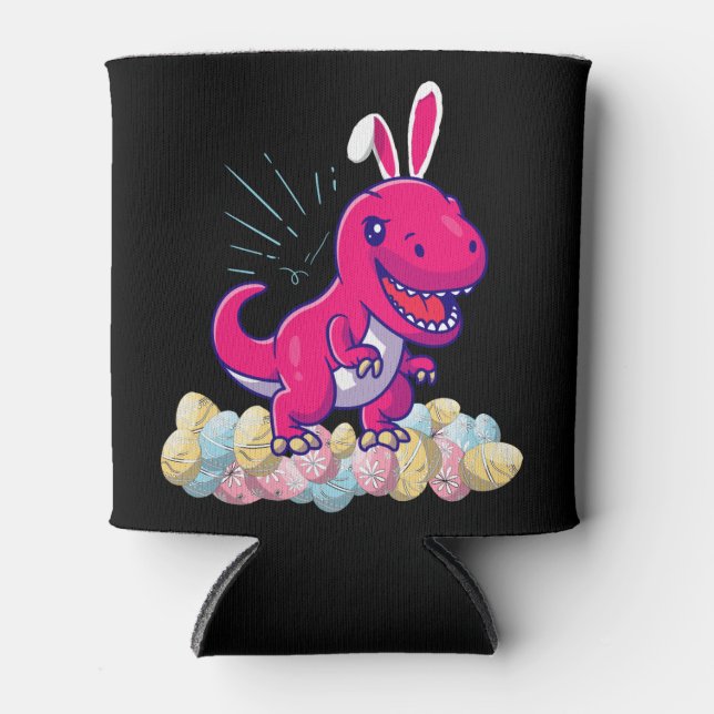 Easter Dinosaur T rex Boys Girls Kids Gift Can Cooler (Front)