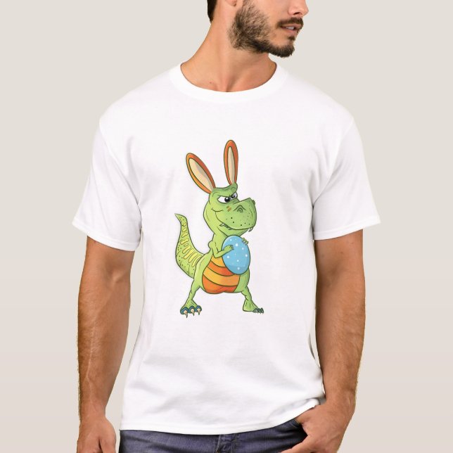 Easter Dinosaur With Bunny Ears T Rex Boys Girls K T-Shirt (Front)