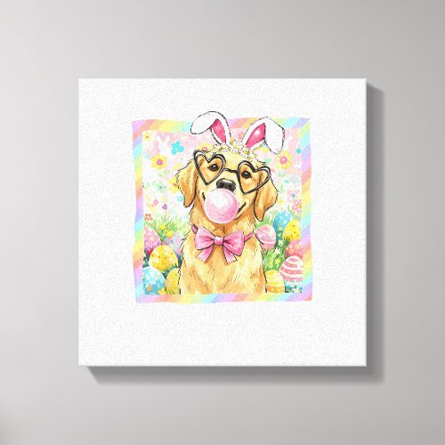 Easter Dog Bunny Ear Funny Golden Retriever Easter Canvas Print