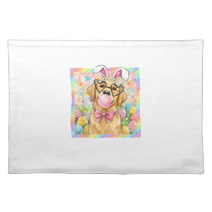 Easter Dog Bunny Ear Funny Golden Retriever Easter Cloth Placemat
