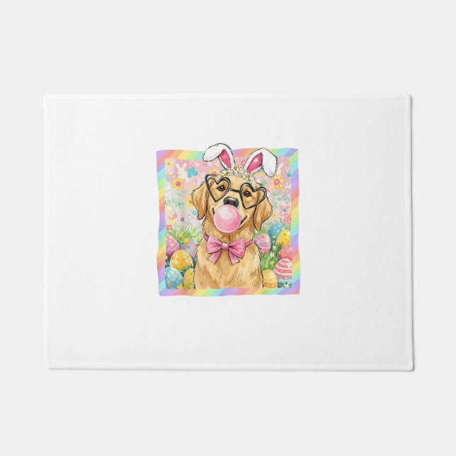 Easter Dog Bunny Ear Funny Golden Retriever Easter Doormat (Front)