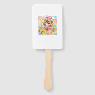 Easter Dog Bunny Ear Funny Golden Retriever Easter Hand Fan
