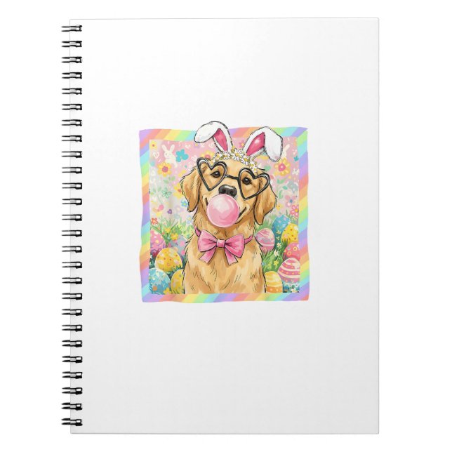 Easter Dog Bunny Ear Funny Golden Retriever Easter Notebook (Front)