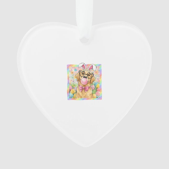 Easter Dog Bunny Ear Funny Golden Retriever Easter Ornament (Front)
