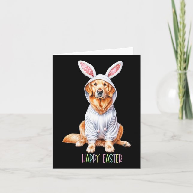 Easter Dog Bunny Spring Golden Retriever Easter Eg Card (Front)
