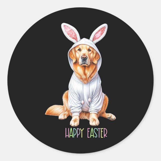 Easter Dog Bunny Spring Golden Retriever Easter Eg Classic Round Sticker (Front)