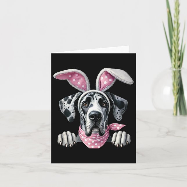 Easter Dog Bunny Spring Great Dane Dog Easter Egg  Card (Front)