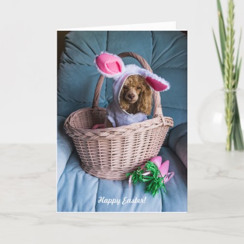 Easter Dog in a Basket Holiday Card