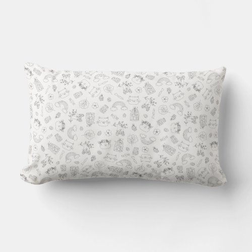 Easter Doodle Kiddie Pattern Lumbar Pillow