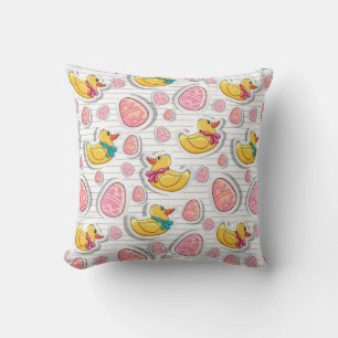 Easter Duck And Eggs Pattern Throw Pillow
