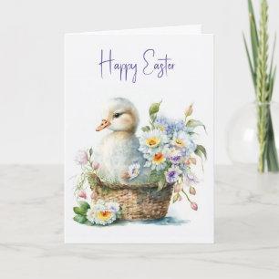 Easter Duck in Basket Card