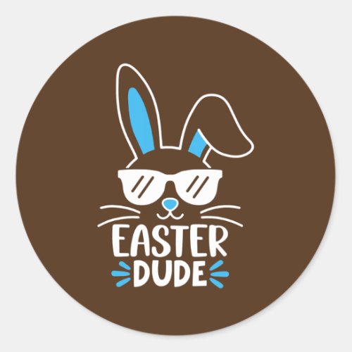 Easter Dude Bunny Sunglasses Easter Day For Boy Classic Round Sticker