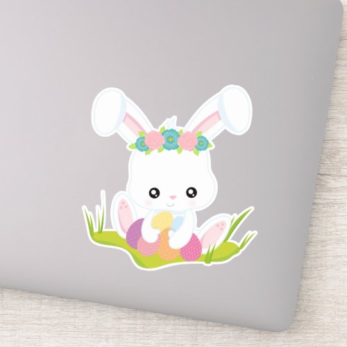 Easter Easter Eggs Cute Bunny White Bunny Sticker