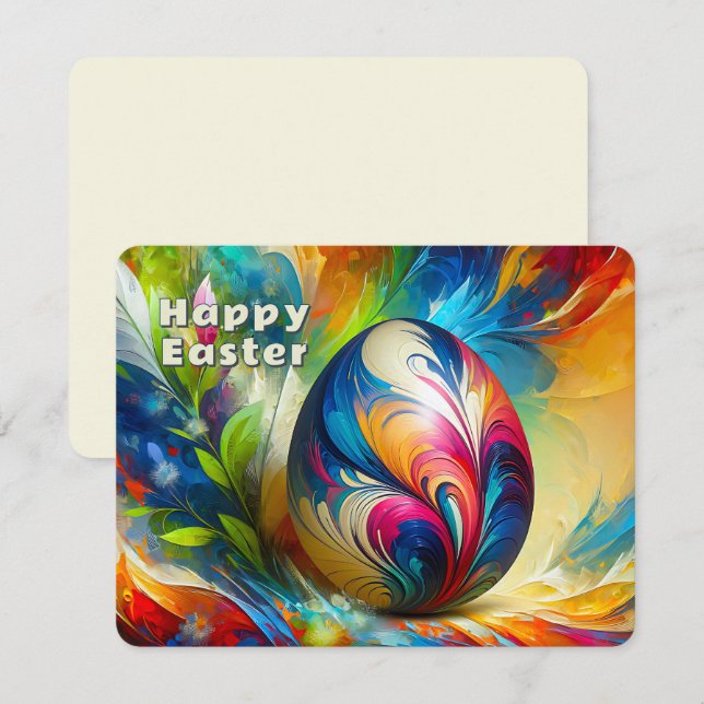 Easter Egg abstract vivid Color Flow -  Holiday Card (Front/Back)