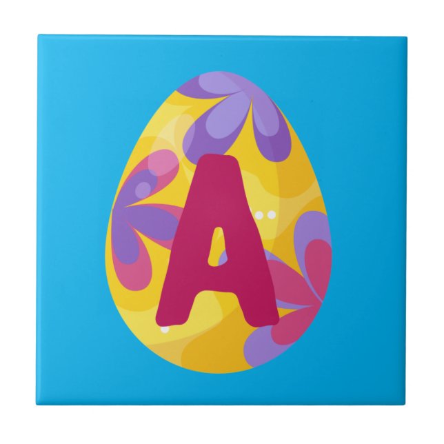 Easter Egg Alphabet Letter A Name Initial Team Ceramic Tile (Front)