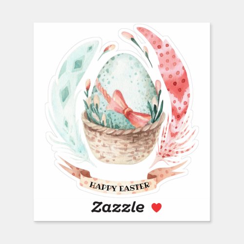 Easter egg and feathers bouquet sticker