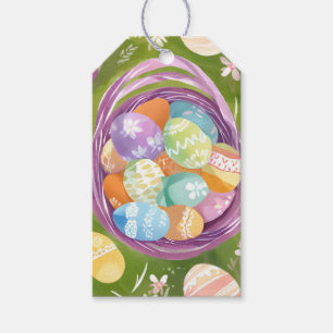 Easter Egg Basket Spring Pastel Watercolor Gift Tags