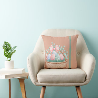 Easter Egg Basket Throw Pillow