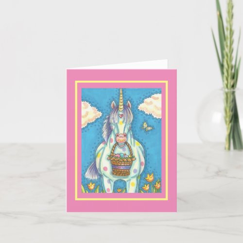 EASTER EGG BASKET UNICORN FANTASY NOTE CARD Blank