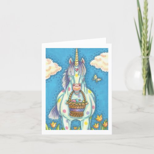 EASTER EGG BASKET UNICORN FANTASY PONY Blank Note Card