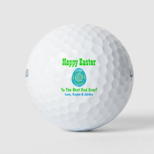 Easter Egg Best Dad Ever Blue Colorful Golf Balls