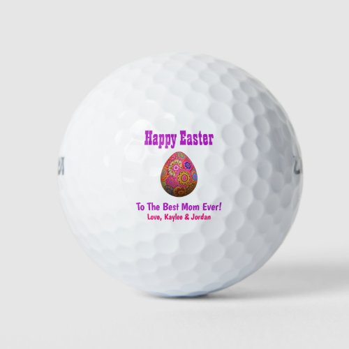 Easter Egg Best Mom Ever Cute Pink Purple Golf Balls