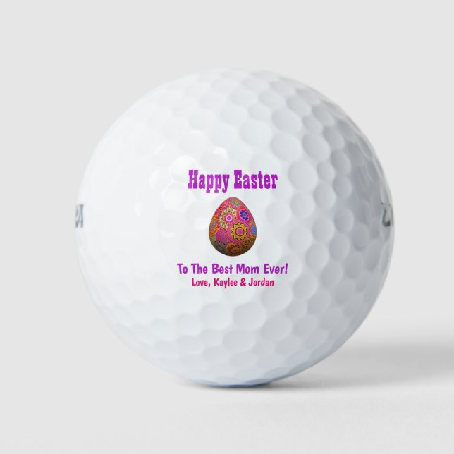 Easter Egg Best Mom Ever Cute Pink Purple Golf Balls (Front)