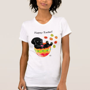 Easter Egg Black Labrador Puppy Cartoon T-Shirt