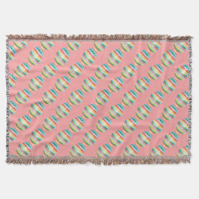 Easter Egg Blanket Fun Easter Throw Blankets Decor (Front)
