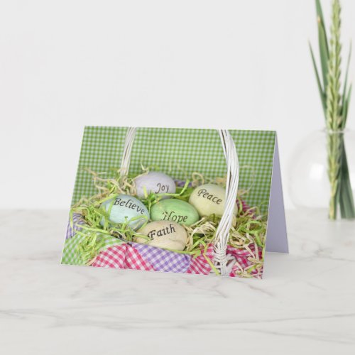 Easter Egg Blessings In Basket Holiday Card