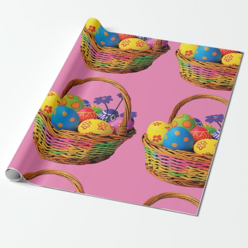  Easter Egg Bliss Rainbow Basket Design Wrapping Paper
